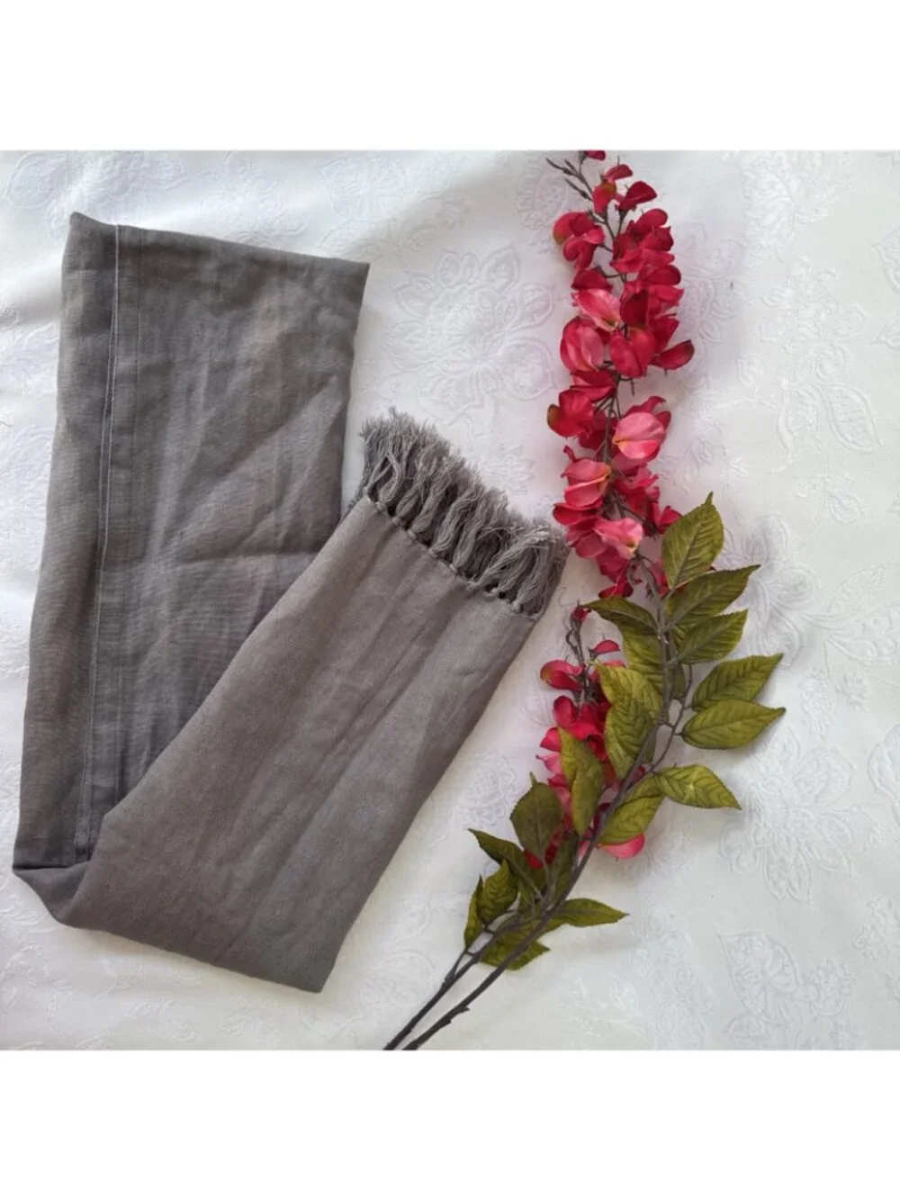 Dr Flax Gray Fine 100% European Washed Linen Scarf Wrap Shawl 60